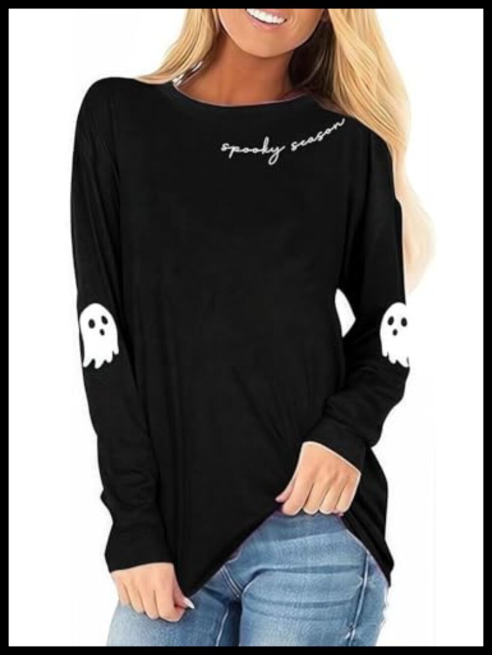 Women's Long Sleeve Halloween Graphic Tee Crew Neck Fall T-Shirt